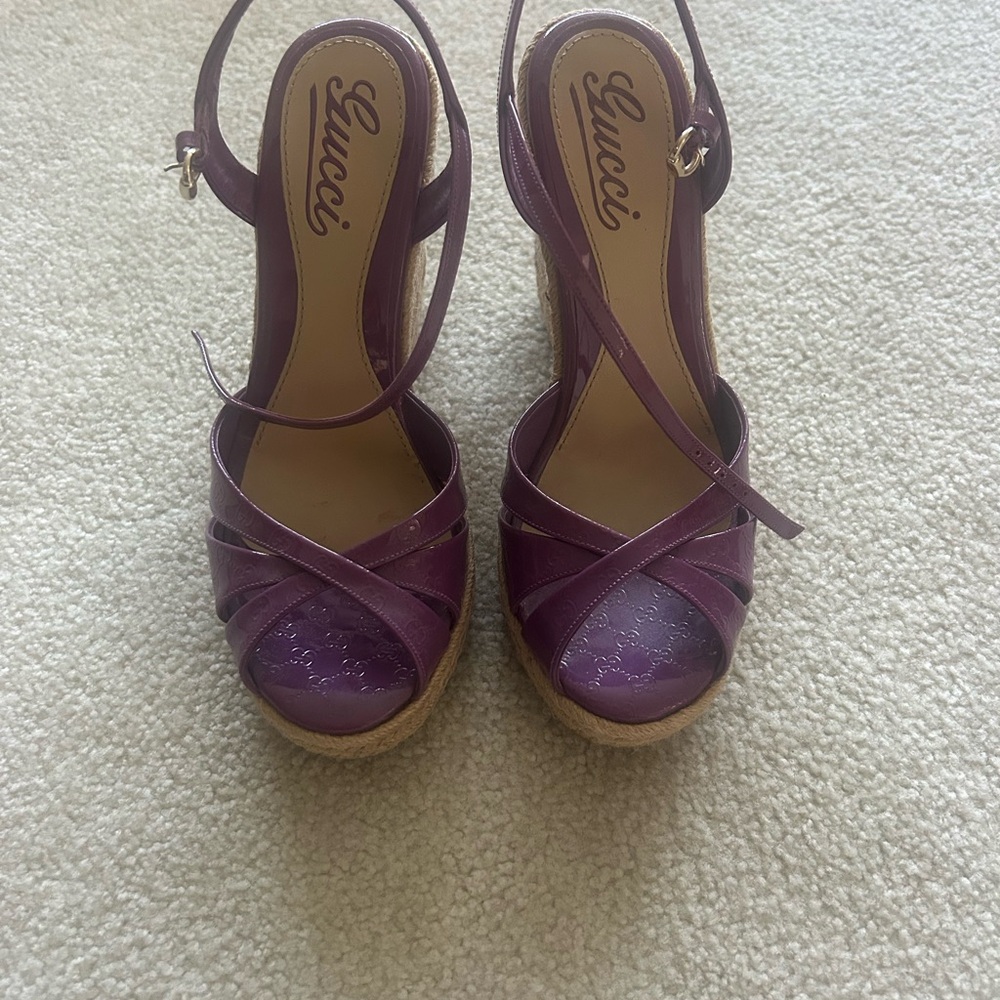 Gucci Purple Wedge Sandals like new